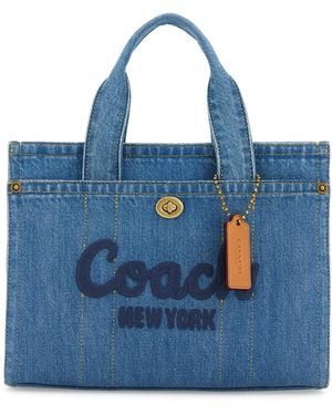 COACH Borsa shopping Cargo 26 in denim - Blu