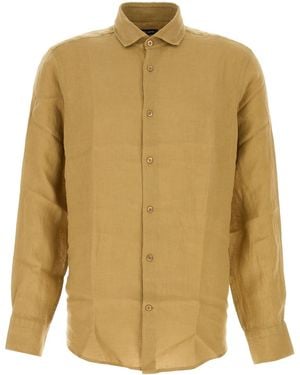 Frescobol Carioca Mustard Linen Antonio Shirt - Multicolour