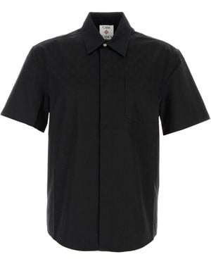 CASABLANCA Camicia in popeline ricamato - Nero