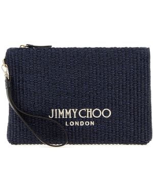 Jimmy Choo Midnight Blue Raffia Clutch