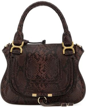 Chloé Borsa a spalla Marcie piccola in pelle stampata - Nero