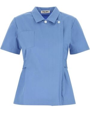 Miu Miu Camicia in popeline ceruleo - Blu