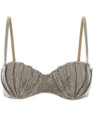 GIUSEPPE DI MORABITO Embellished Stretch Nylon Bra - Grey