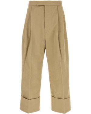 Thom Browne Beige Cotton Wide-leg Pant - Natural