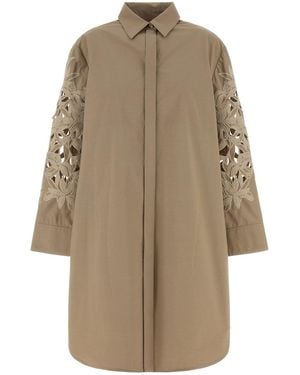 Agnona Dove Grey Poplin Shirt Dress - Natural