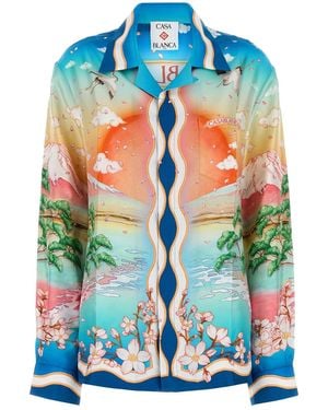 CASABLANCA Printed Twill Shirt - Blue