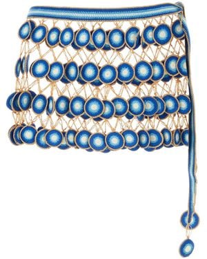 MY BEACHY SIDE Multicolor Crochet Mini Skirt - Blue