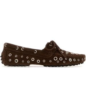 GIMAGUAS Brown Suede Car Loafers