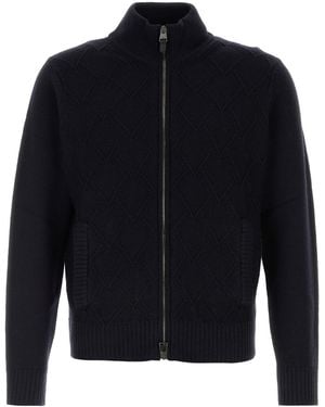 Canali Midnight Blue Wool Cardigan