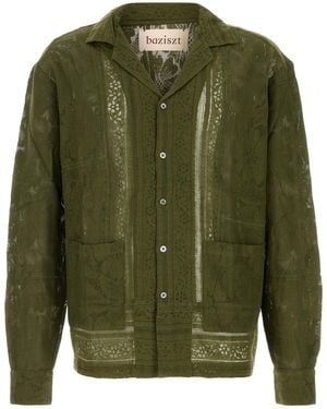 BAZISZT Olive Green Lace Shirt
