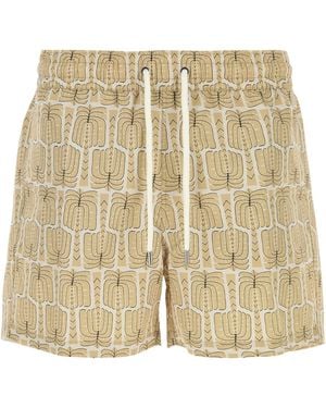 Frescobol Carioca Printed Polyester Rio Swimming Shorts - Natural