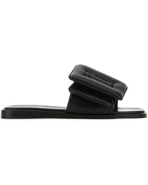 Boyy Leather Puffy Slippers - Black