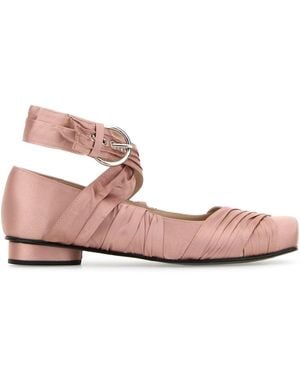 Alohas Powder Pink Satin Volant Ballerinas