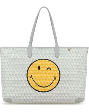 Anya Hindmarch Printed Canvas I Am A Plastic Bag Shopping Bag - Metallic