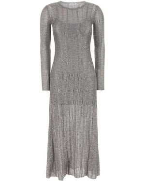 Alaïa Silver Crochet Dress - Gray