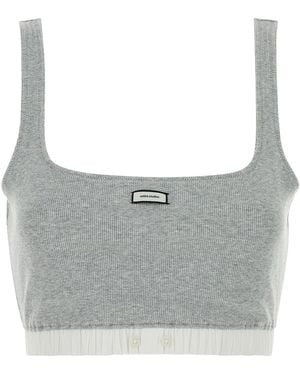 Entire studios Gray Stretch Cotton Crop-top