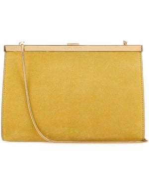 Alberta Ferretti Yellow Suede Clutch