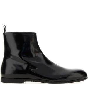 Jil Sander Leather Ankle Boots - Black
