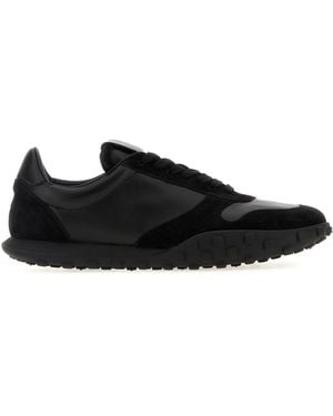 Jil Sander Leather Sneakers With Suede Inserts - Black