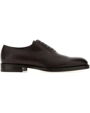 Ferragamo Dark Leather Amber Lace-Up Shoes - Black