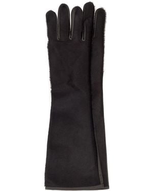 Loulou de Saison Dark Brown Leather And Calf Hair Edna Gloves - Black