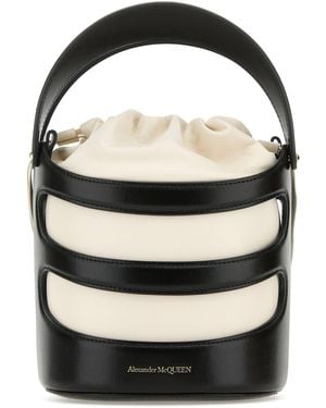 McQueen Borsa a secchiello The Rise in pelle bicolor - Nero