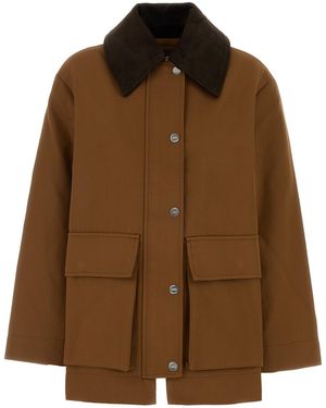 Ganni Giubbino in twill biscotto - Marrone