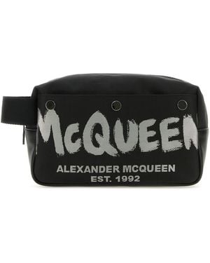 McQueen Beauty case McQueen Graffiti in tessuto nero