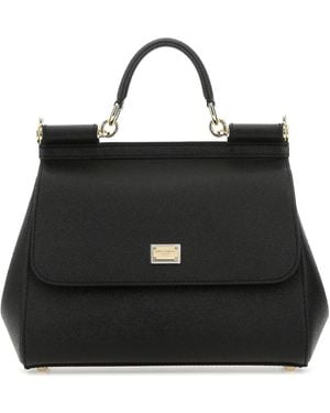 Dolce & Gabbana Black Leather Medium Sicily Handbag