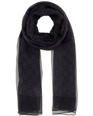 Gucci Foulard in chiffon stampato - Nero