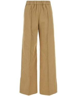 Jil Sander Camel Cotton Wide-Leg Pant - Natural