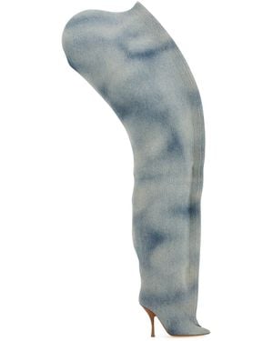 Y. Project Denim Scrunch Over-The-Knee Boots - Blue