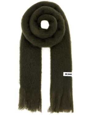 Jil Sander Olive Green Mohair Blend Scarf