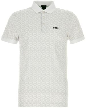 BOSS White Stretch Cotton Polo Shirt