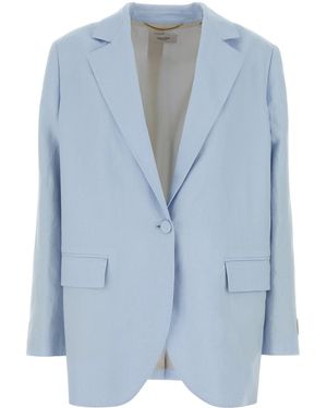 Agnona Pastel Light-blue Linen Blazer