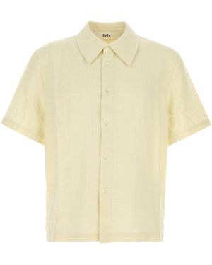 Séfr Cream Linen And Cotton Dayot Shirt - Yellow