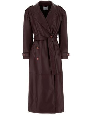 LE SULLY STUDIO Burgundy Synthetic Leather Trench Coat - Purple