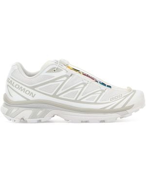 Salomon White Fabric And Rubber Xt-6 Trainers