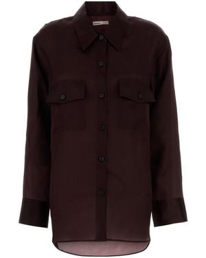 KHAITE Aubergine Silk Matteo Shirt - Purple