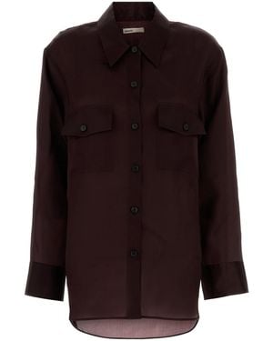 KHAITE Aubergine Silk Matteo Shirt - Purple