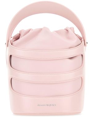 McQueen Borsa a secchiello The Rise in pelle rosa pastello