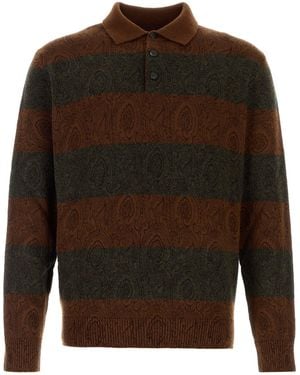 Etro Embroidered Wool Polo Shirt - Brown