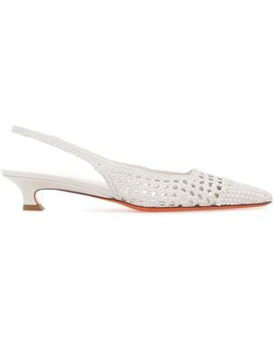 Santoni White Leather Pumps
