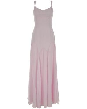 McQueen Lilac Satin Long Dress - Pink