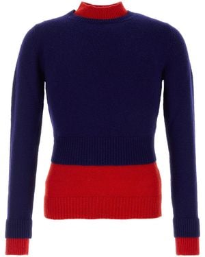 Jil Sander Two-Tone Wool Blend Jumper - Blue