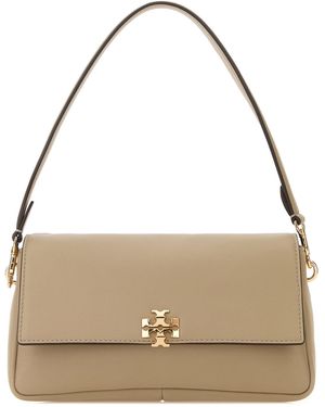 Tory Burch Beige Leather Small Charlie Shoulder Bag - Metallic