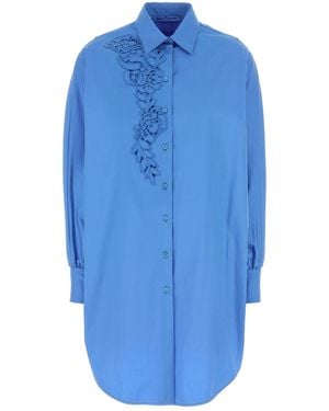 Ermanno Scervino Cerulean Poplin Oversize Shirt - Blue