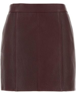 Chloé Grape Leather Mini Skirt - Brown