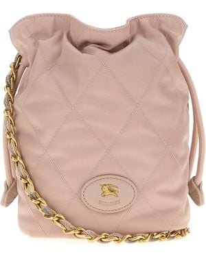 Burberry Pastel Pink Canvas Horseshoe Bucket Bag