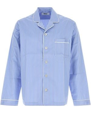 Tekla Embroidered Cotton Sateen Shirt - Blue